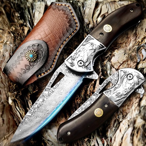 Damascus folding knife - damascus,